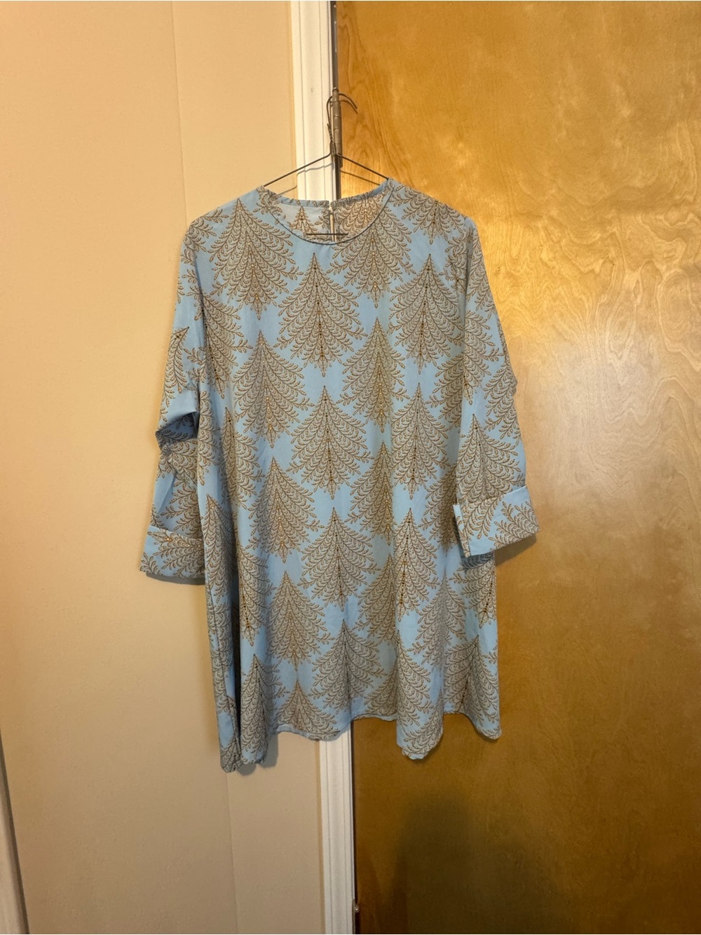 Light Blue Patterned Tunic Top